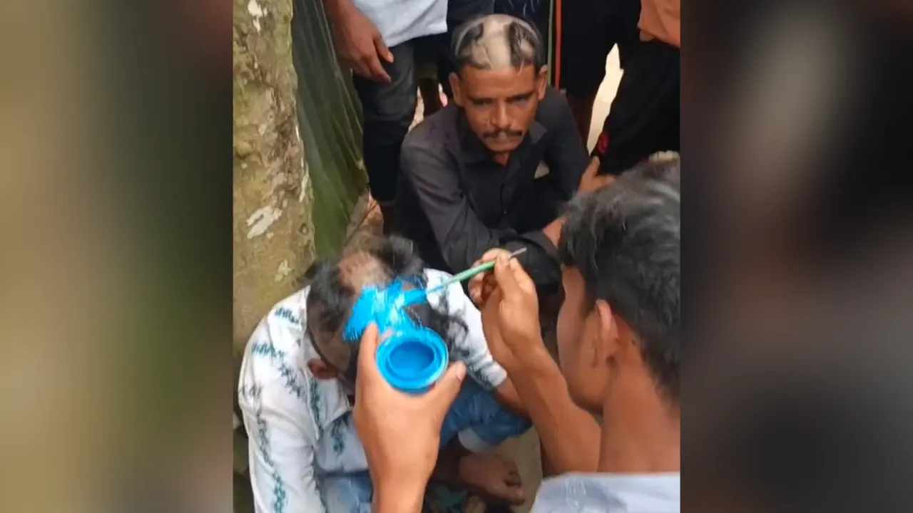 মাধবপুরে চুরির অভিযোগে যুবকের মাথা ন্যাড়া, আঁকা হলো আর্জেন্টিনার পতাকা