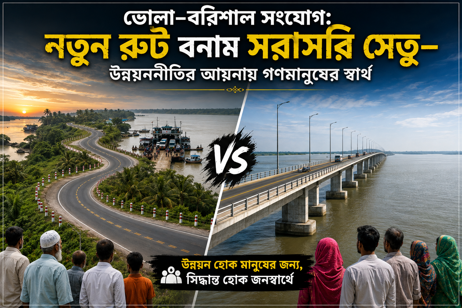 ভোলা–বরিশাল সংযোগ: নতুন রুট বনাম সরাসরি সেতু—উন্নয়ননীতির আয়নায় গণমানুষের স্বার্থ