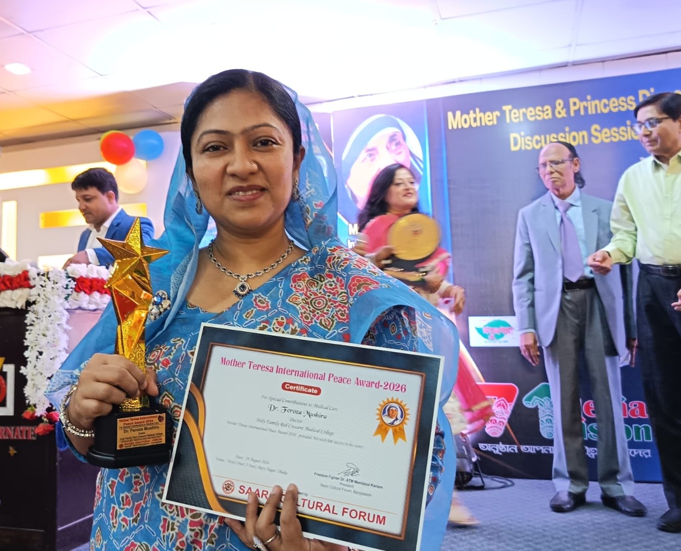 মাদার তেরেসা ইন্টারন্যাশনাল পিস অ্যাওয়ার্ড ২০২৬ পেলেন ডা. ফিরোজা মুশিরা
