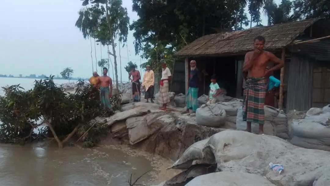 তিস্তা নদীর ভাঙনে কুড়িগ্রামে ২৫টি বাড়ি বিলীন, আতঙ্কে শতাধিক পরিবার
